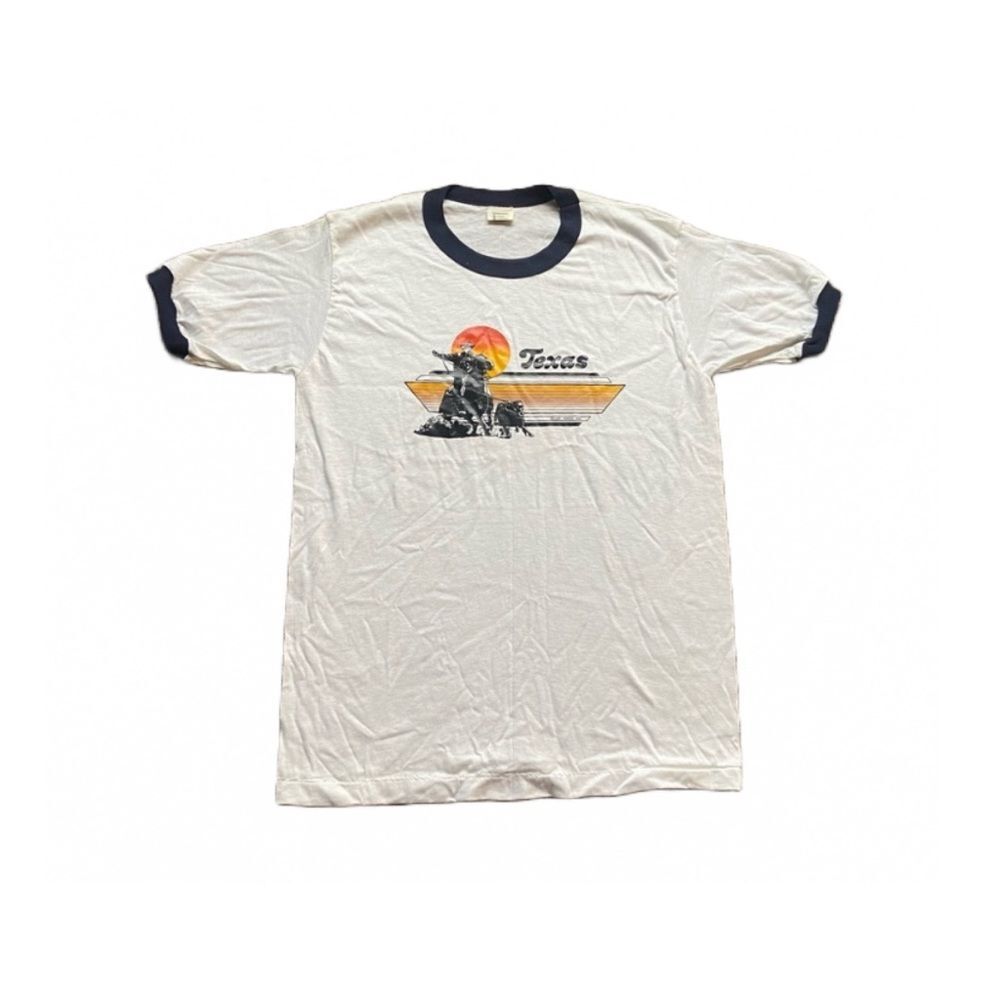 VINTAGE 80S SPORT-T BY STEDMAN SINGLE STITCH TEXAS T-SHIRT USA SIZE M